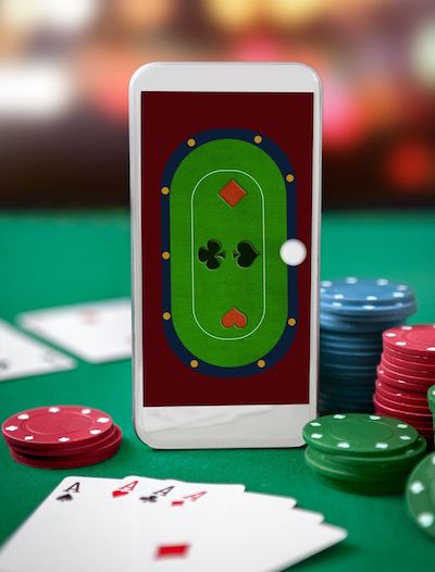 smartphone at poker table